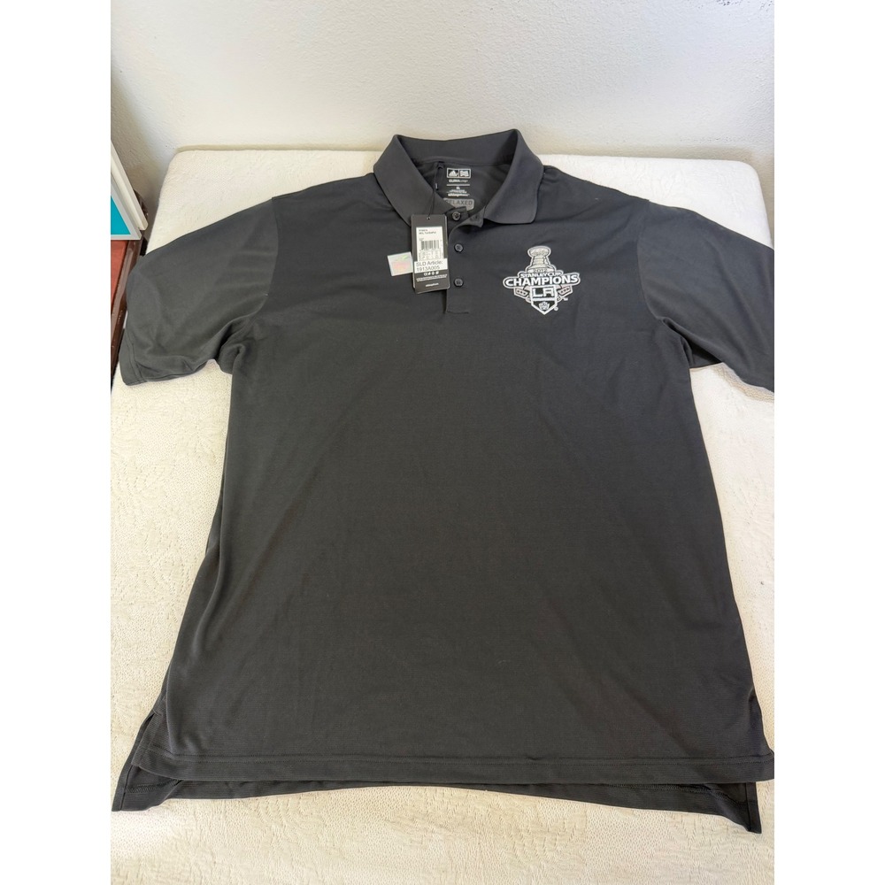 Adidas Golf LA Kings 2012 Stanley Cup Champions Polo Shirt Black Mens XL NWT